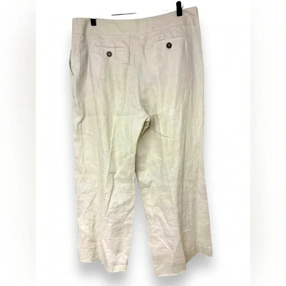 Workshop Andrea Jovine 100% Linen Wide Leg Cropped Pants | Oatmeal | Size 8 - Picture 2 of 7